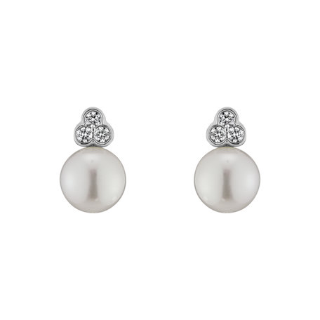 Diamond earrings with Pearl Thousand Seas
