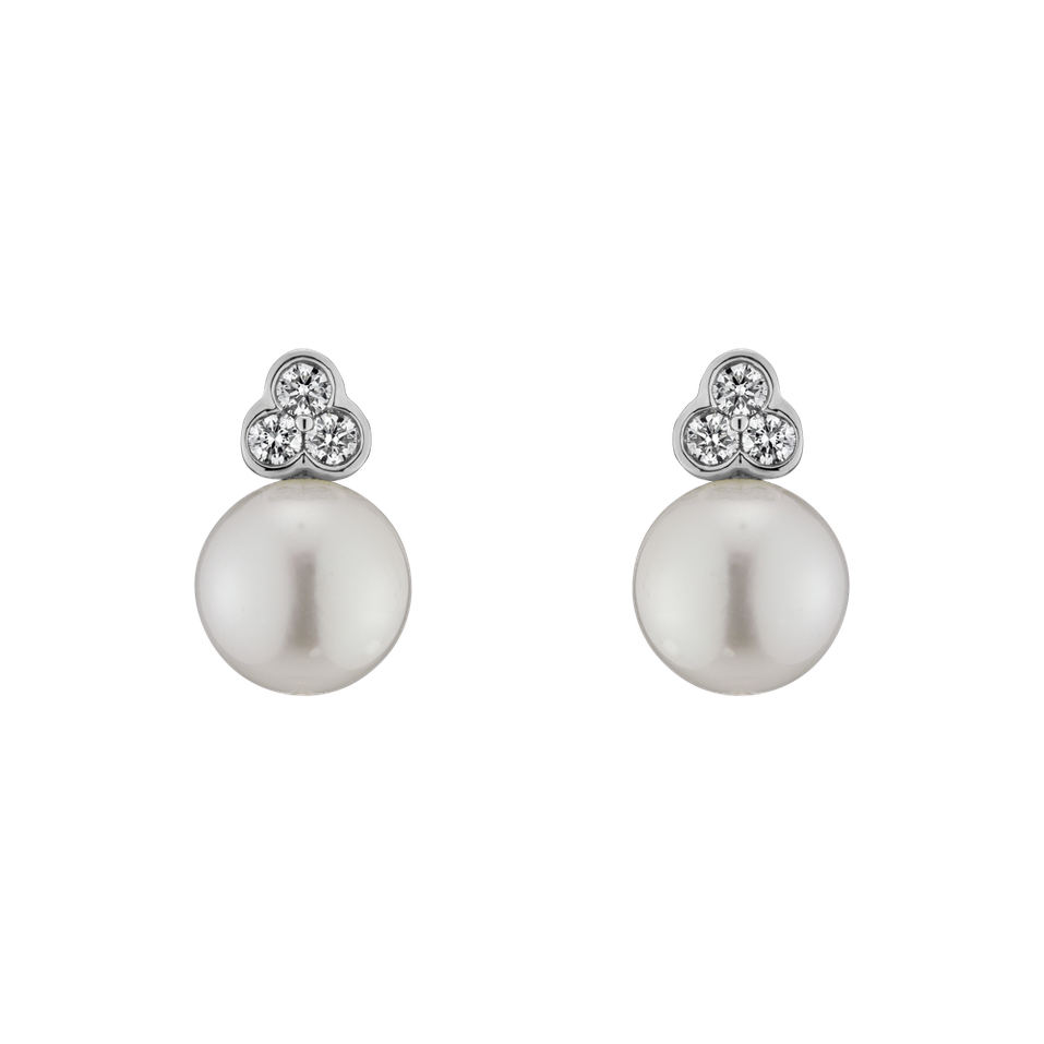 Diamond earrings with Pearl Thousand Seas