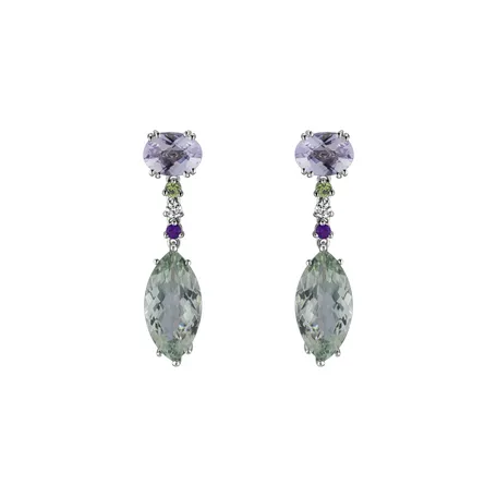 Diamond earrings, Amethyst and Quartz La Lessive