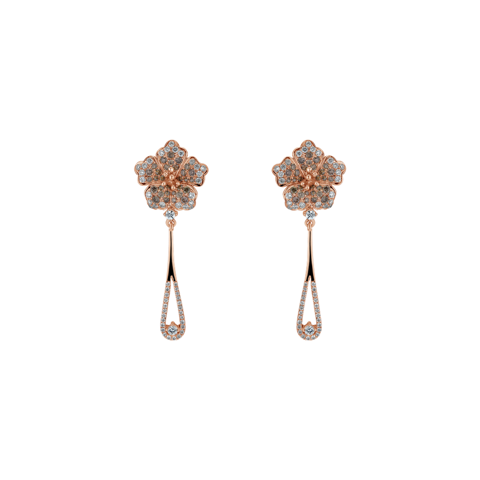 Earrings with brown and white diamonds Miss Flora
