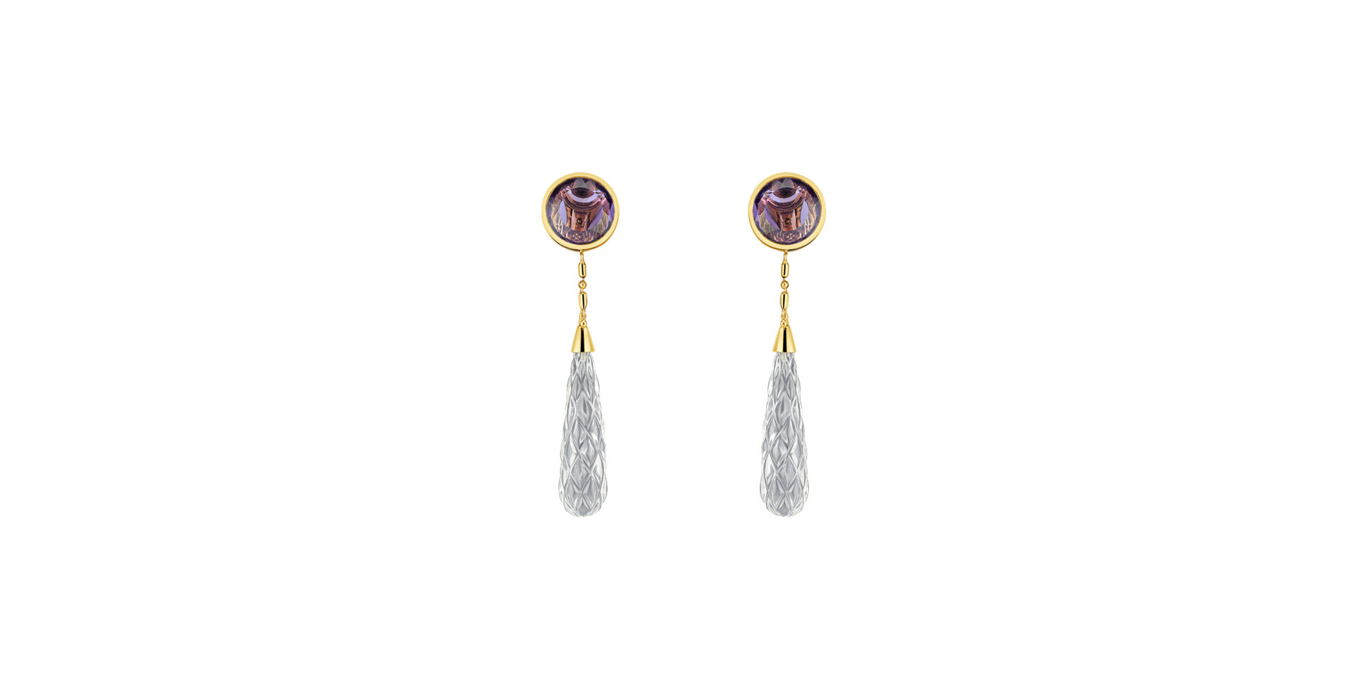 Earrings with Amethyst and Topaz Fabulous Feathers