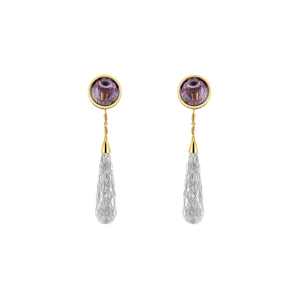 Earrings with Amethyst and Topaz Fabulous Feathers