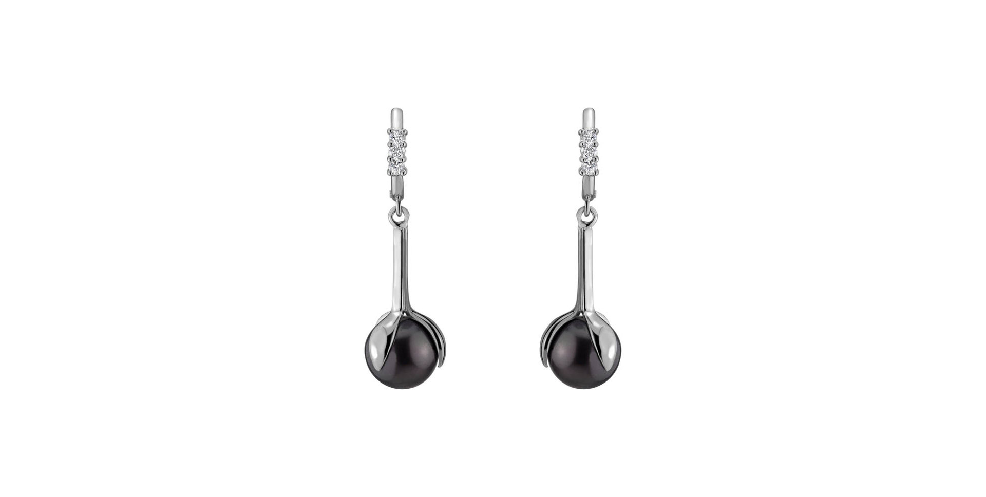 Diamond earrings with Pearl Ocean Flora