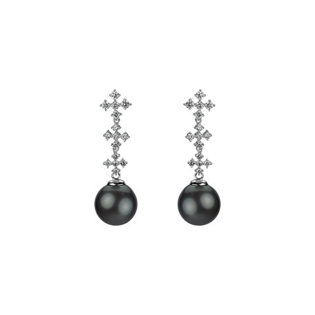 Diamond earrings with Pearl Ocean of Virtue