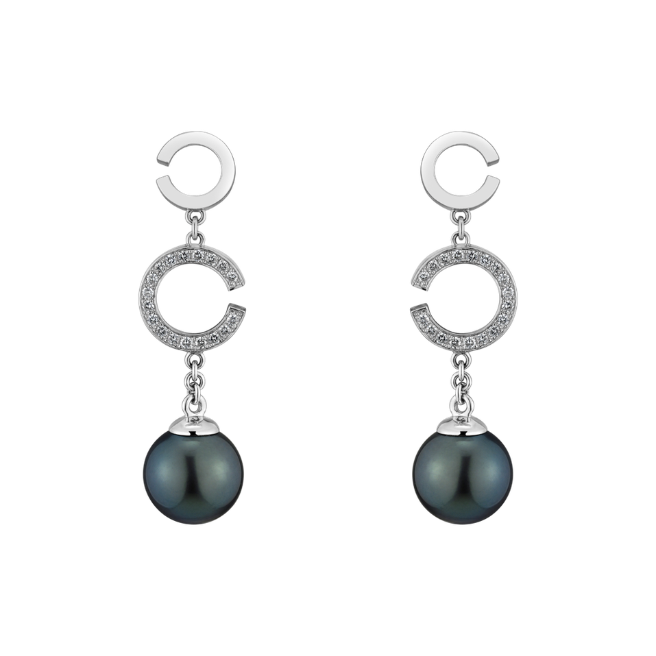 Diamond earrings with Pearl Wondering Paradise