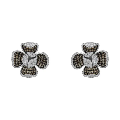 Earrings with brown and white diamonds Magic Cloud