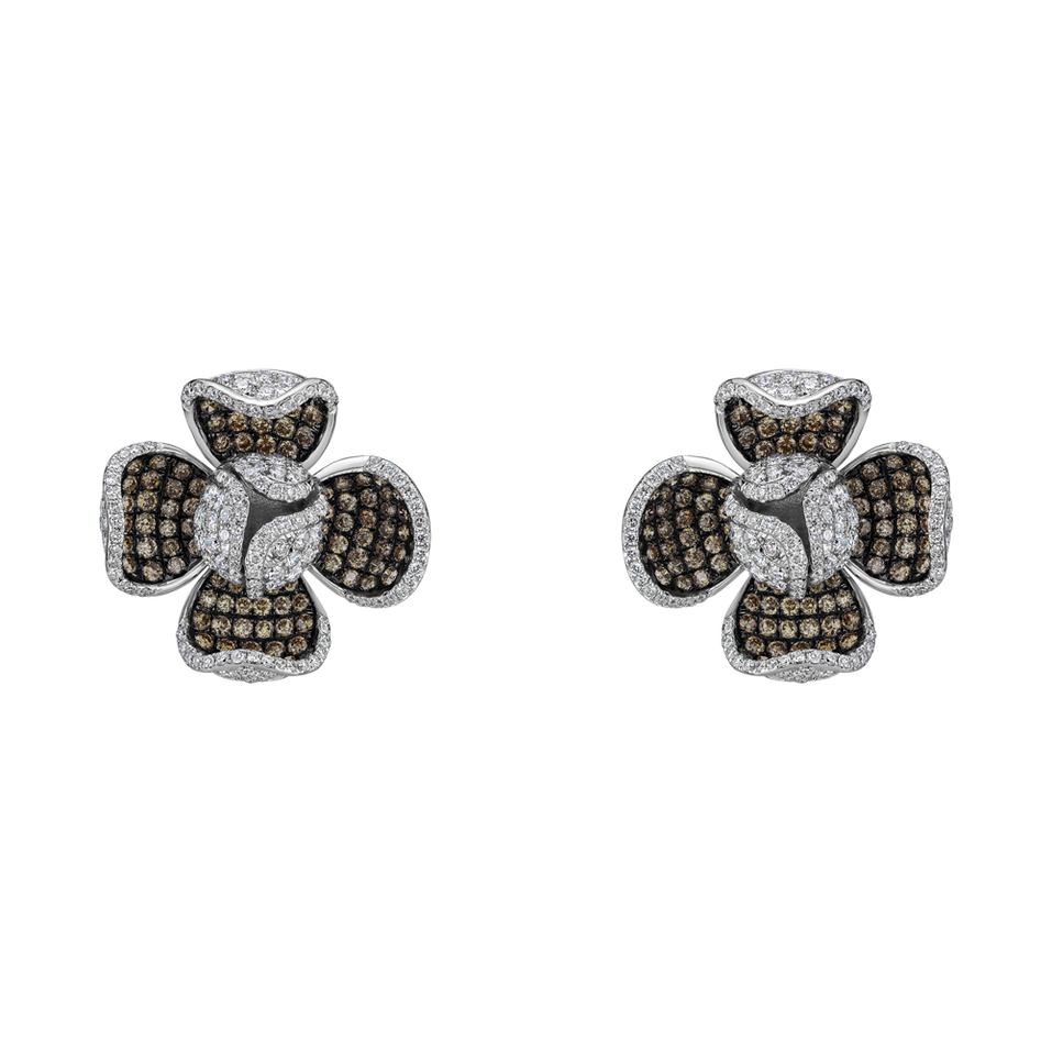 Earrings with brown and white diamonds Magic Cloud
