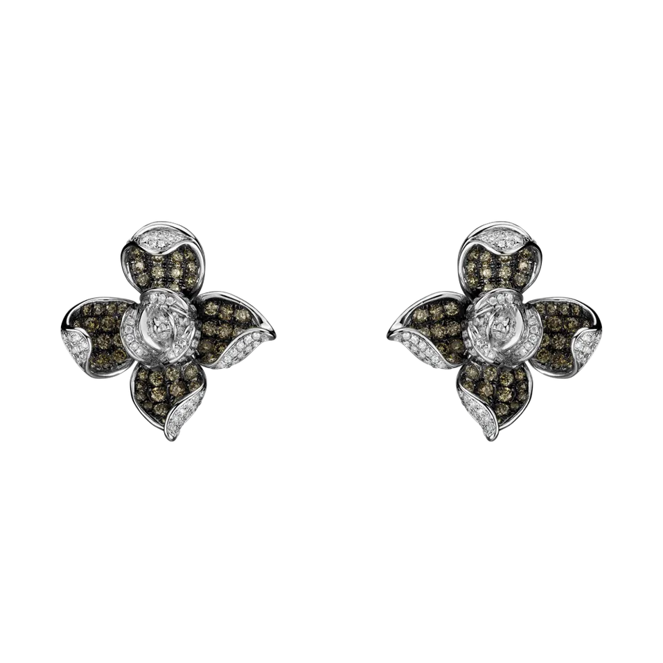 Earrings with brown and white diamonds Luciana