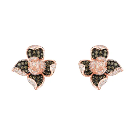 Earrings with brown and white diamonds Luciana