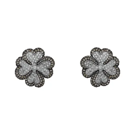 Earrings with brown and white diamonds Delicate Luck