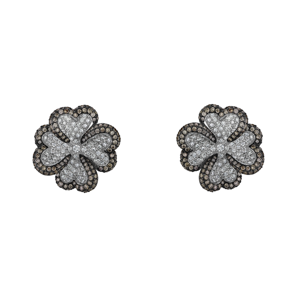 Earrings with brown and white diamonds Delicate Luck