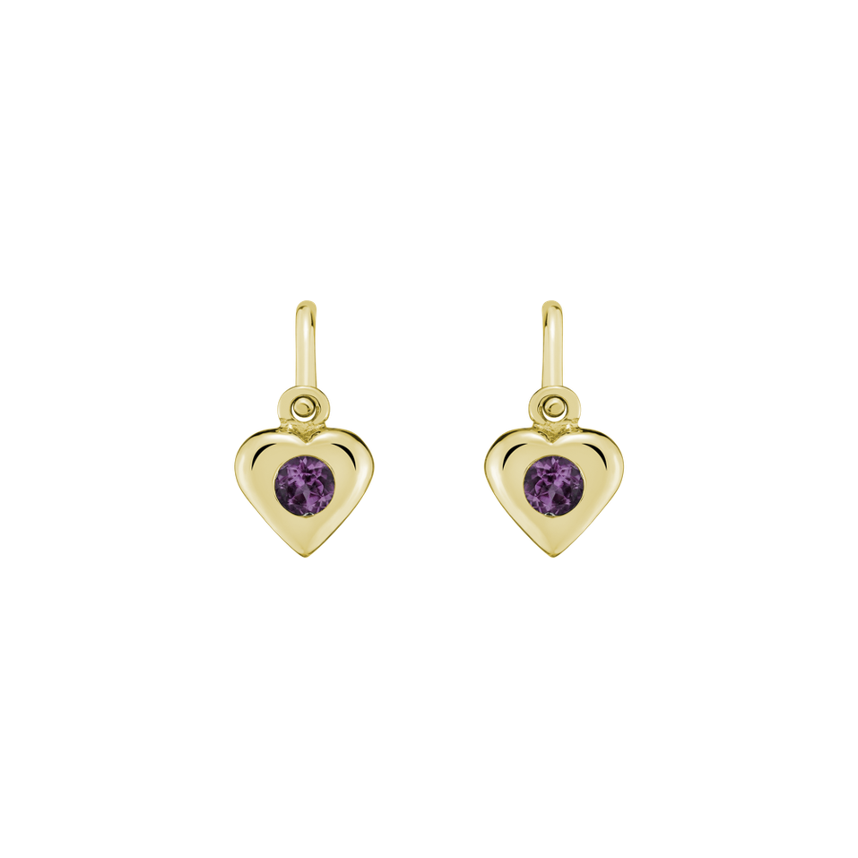 Children's earrings with Amethyst Eternal Love