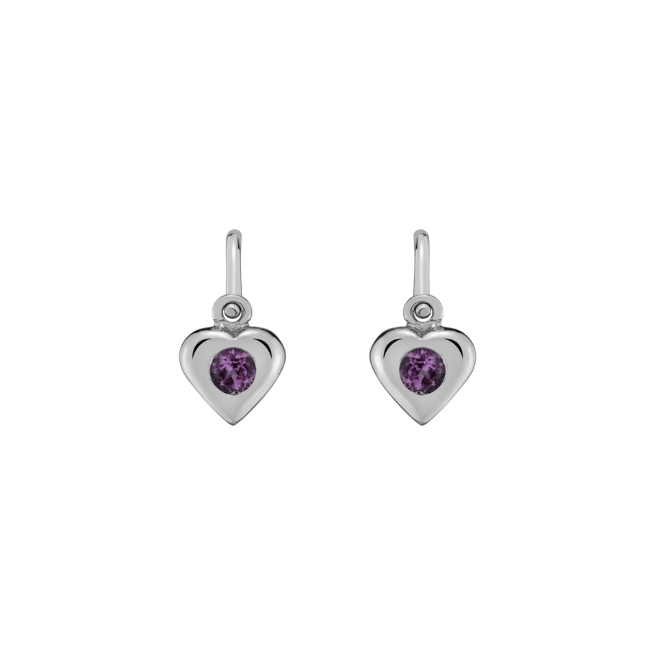 Children's earrings with Amethyst Eternal Love