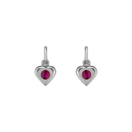 Children's earrings with Ruby Eternal Love