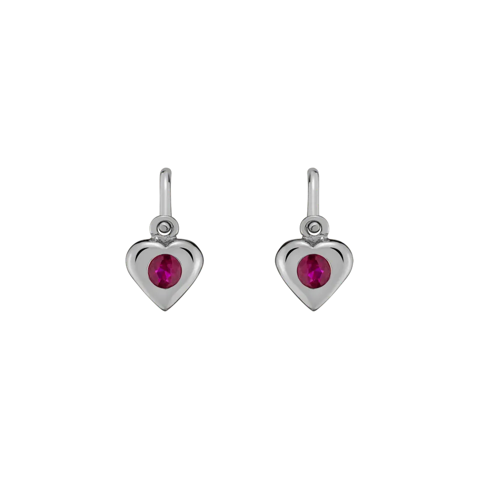 Children's earrings with Ruby Eternal Love