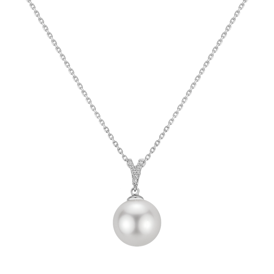 Diamond pendant with Pearl Naoki
