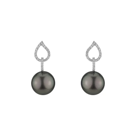 Diamond earrings with Pearl Iblis