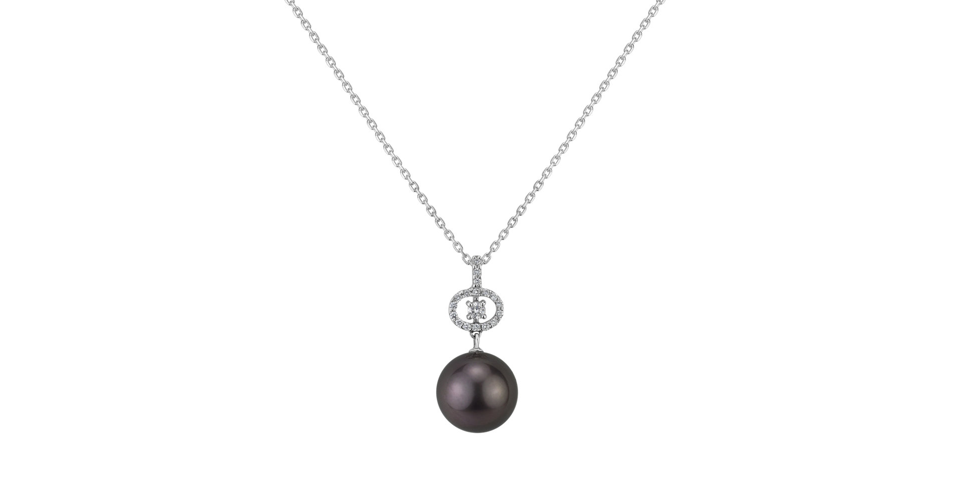 Diamond pendant with Pearl Pandora