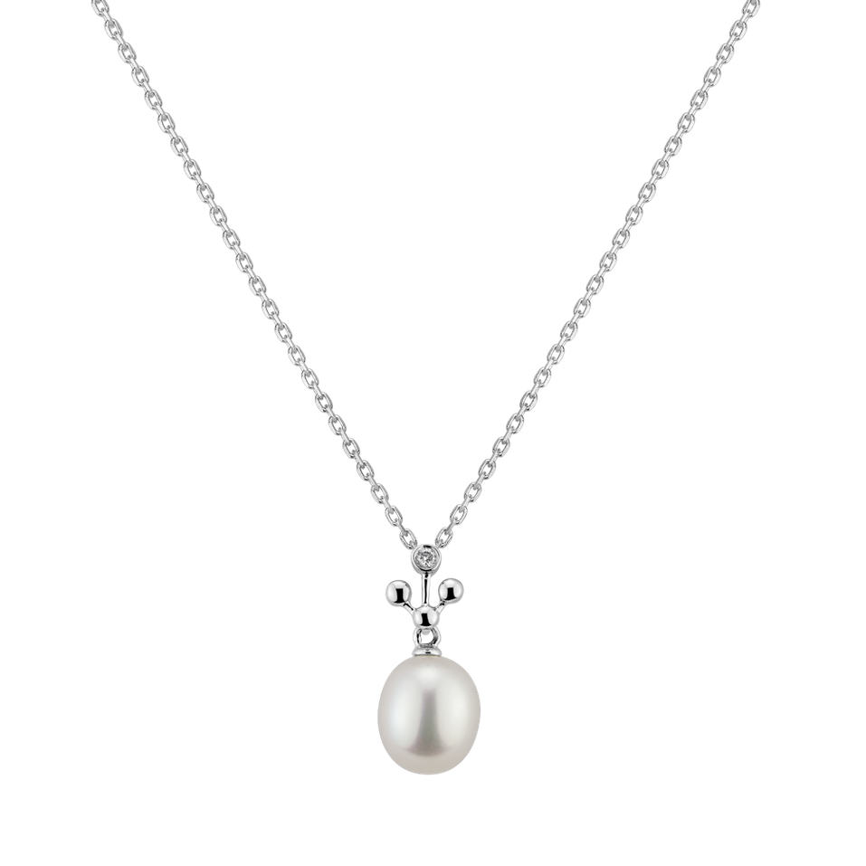 Diamond pendant with Pearl Atomic Pearl