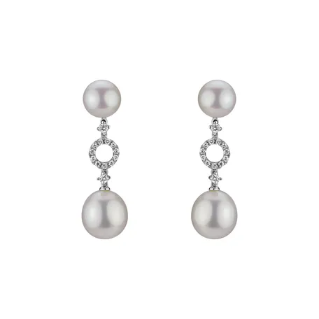 Diamond earrings with Pearl Zarina Pearls