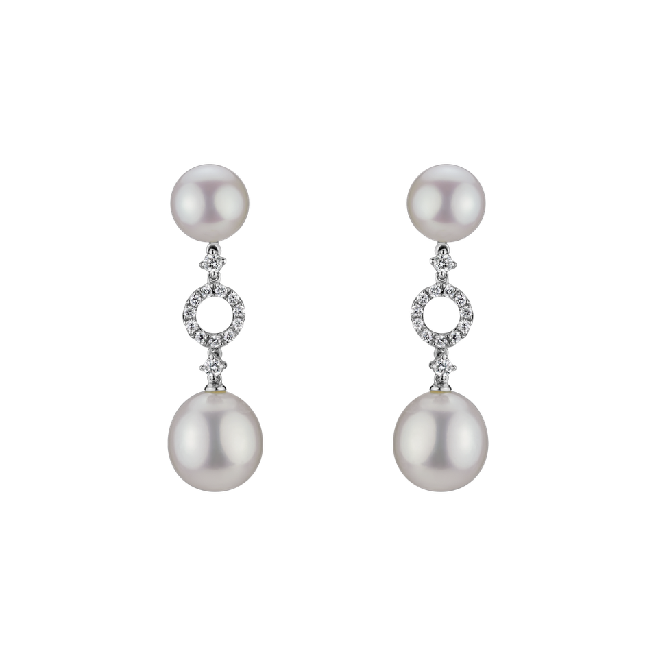 Diamond earrings with Pearl Zarina Pearls