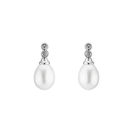 Diamond earrings with Pearl Marine Wonder