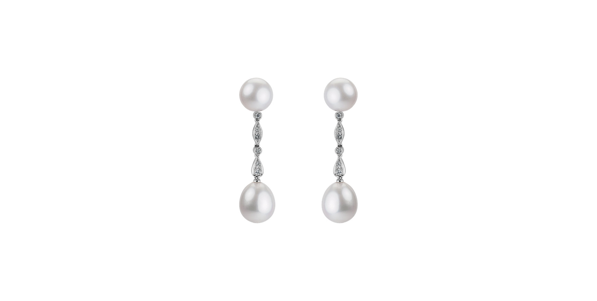 Diamond earrings with Pearl Ocean Tears