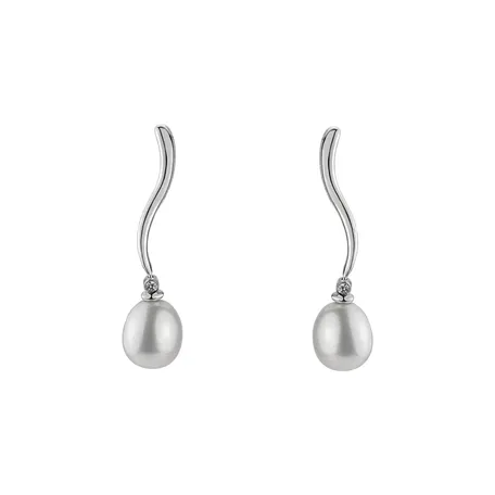Diamond earrings with Pearl Wendy River