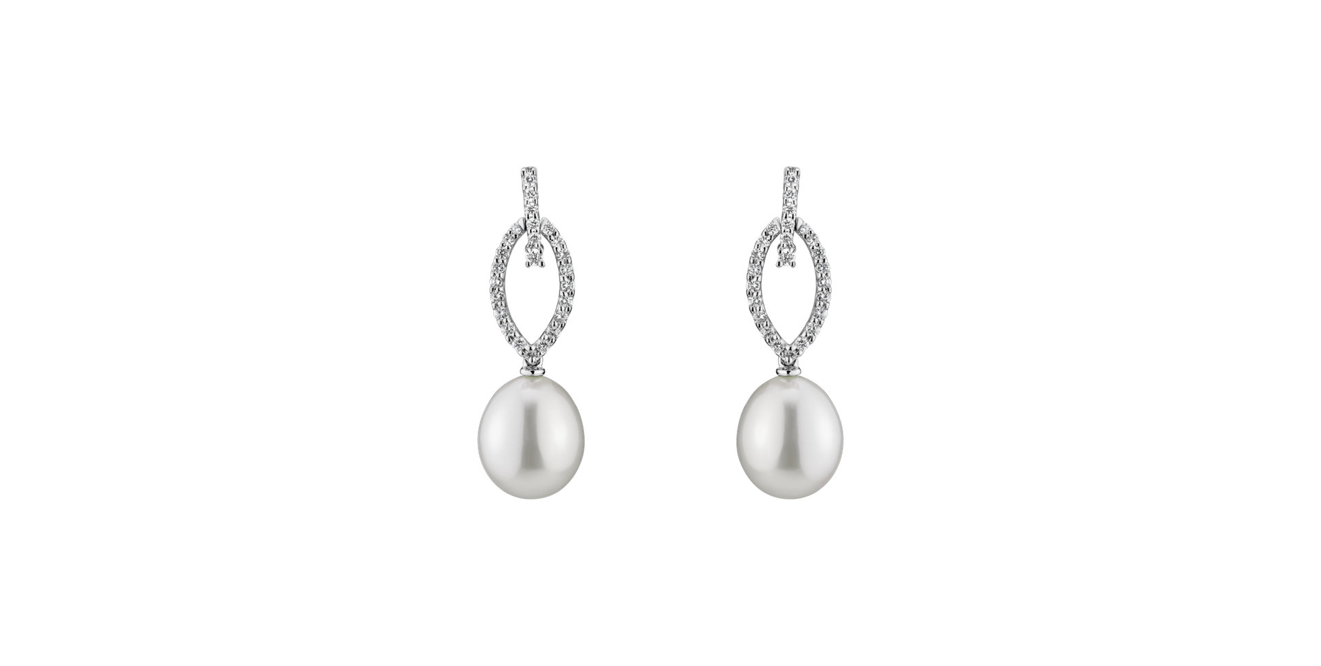 Diamond earrings with Pearl Virginia Pearls