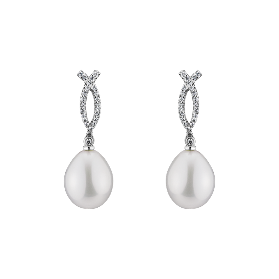 Diamond earrings with Pearl Violeta Ocean