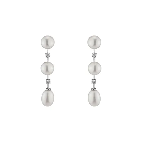 Diamond earrings with Pearl Thalia Treasure