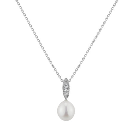 Diamond pendant with Pearl Mermaid Tear