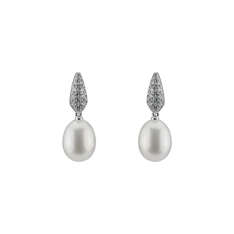 Diamond earrings with Pearl Tatiana Pearls