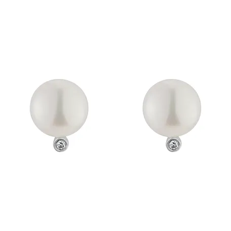 Diamond earrings with Pearl Sonia River