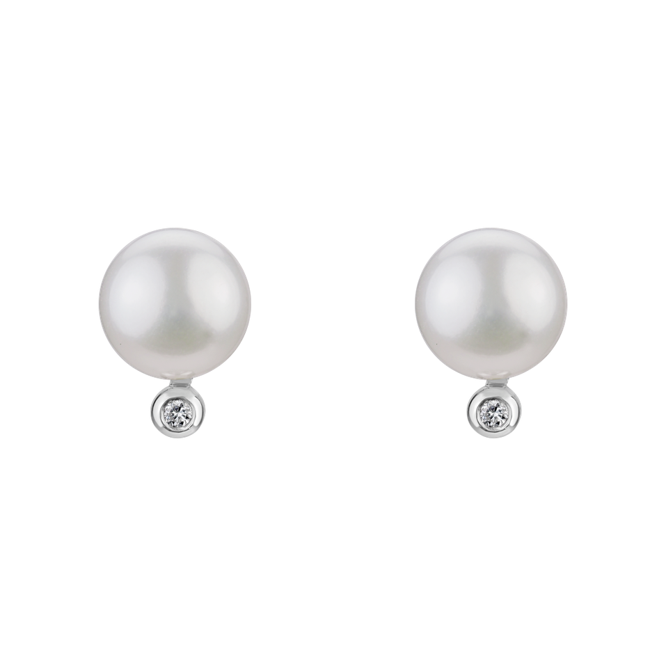 Diamond earrings with Pearl Sofia River