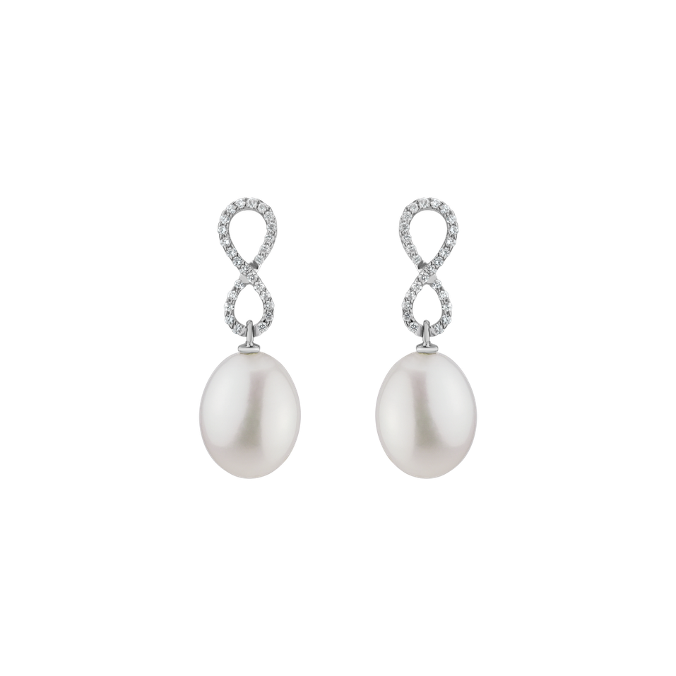Diamond earrings with Pearl Endless Journey