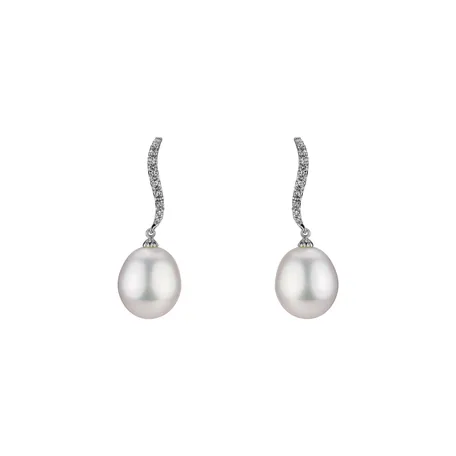 Diamond earrings with Pearl Undersea Sierra