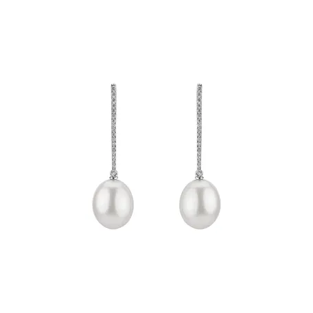 Diamond earrings with Pearl Underwater Sierra