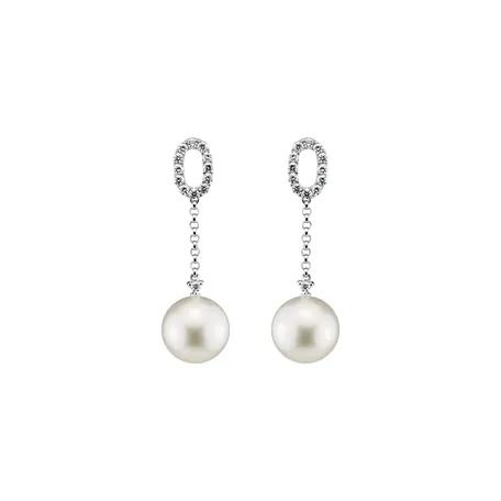 Diamond earrings with Pearl Frozen Ocean