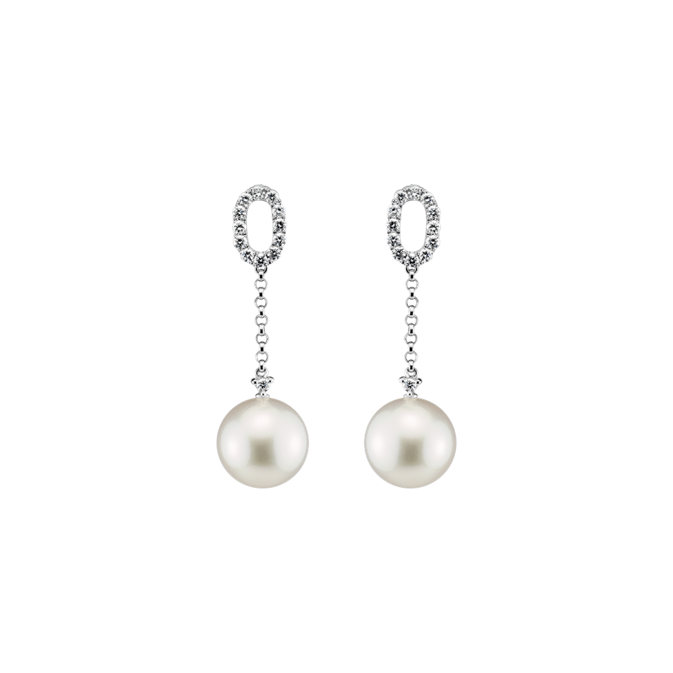 Diamond earrings with Pearl Frozen Ocean