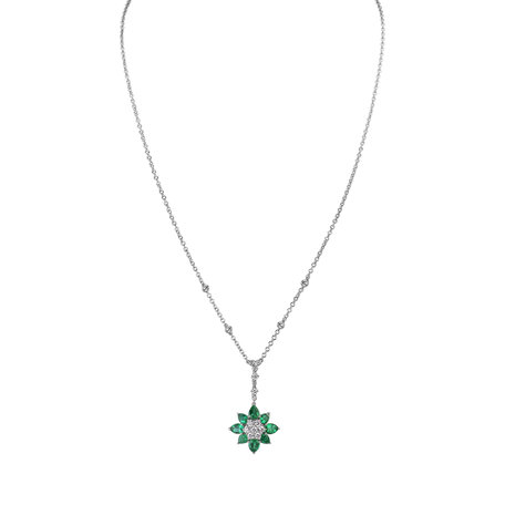 Diamond necklace with Emerald Ideal Charm