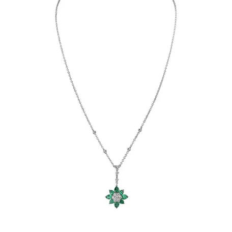 Diamond necklace with Emerald Ideal Charm