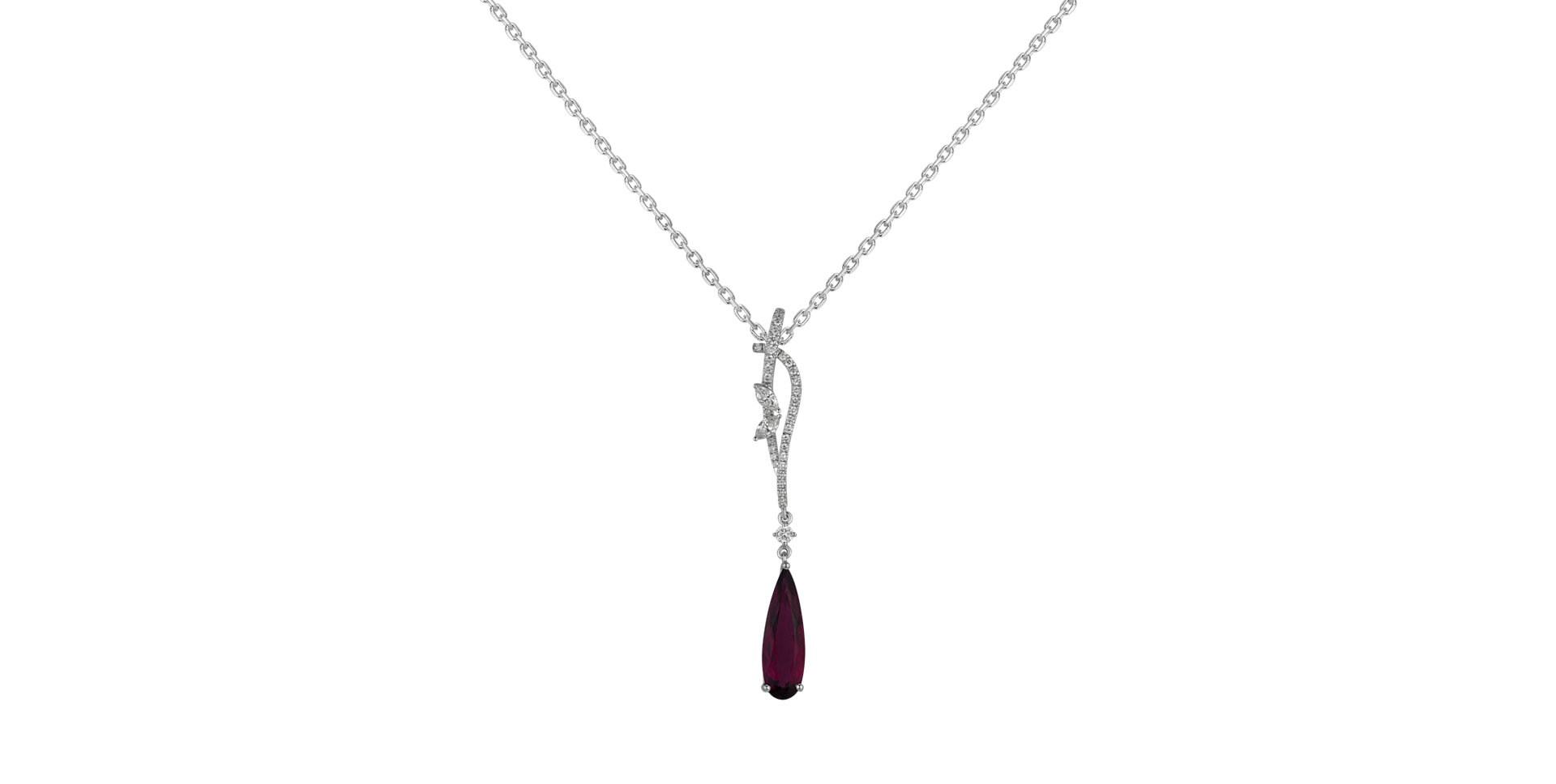 Diamond pendant with Rhodolite Tear of Dragon
