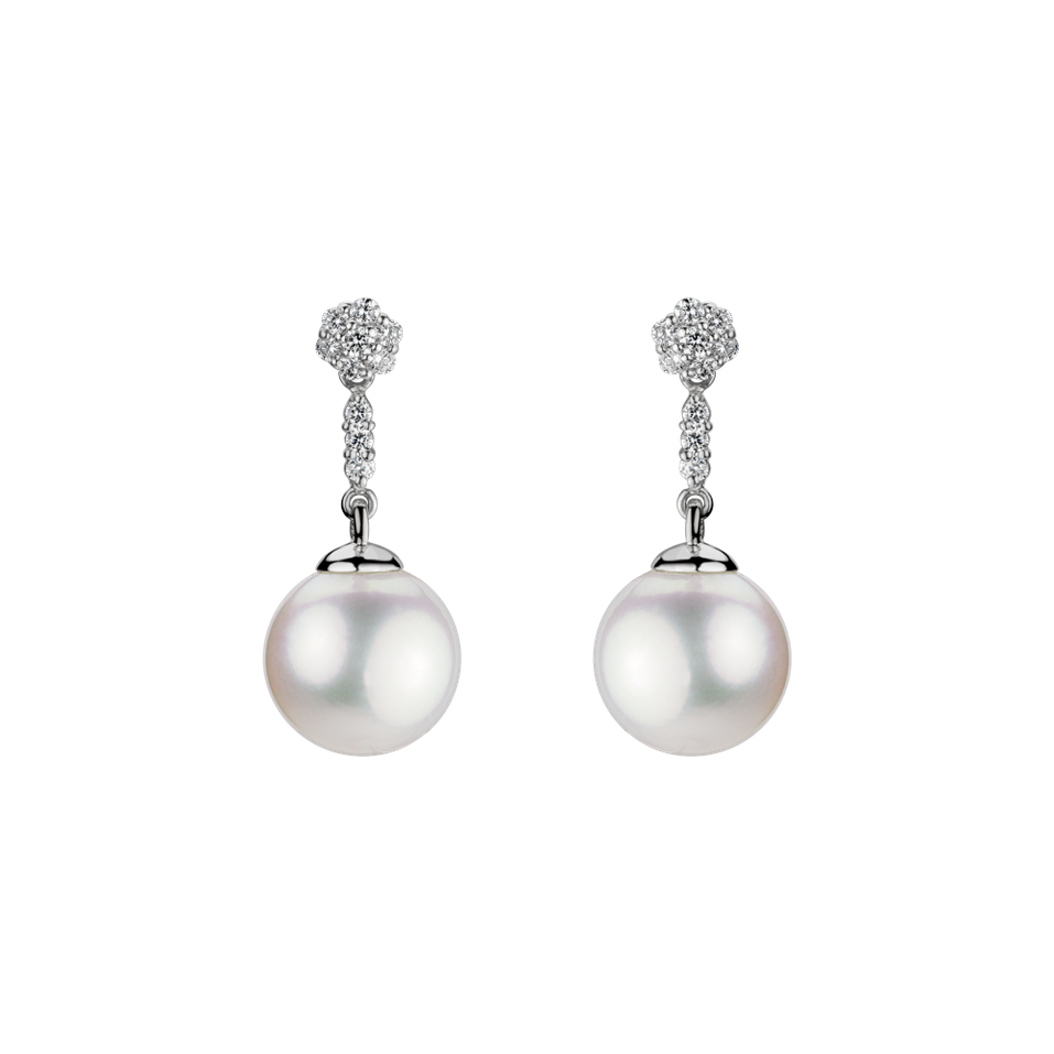 Diamond earrings with Pearl Coastal Beauty