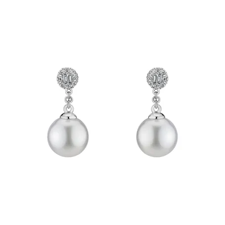 Diamond earrings with Pearl Crystal Sea