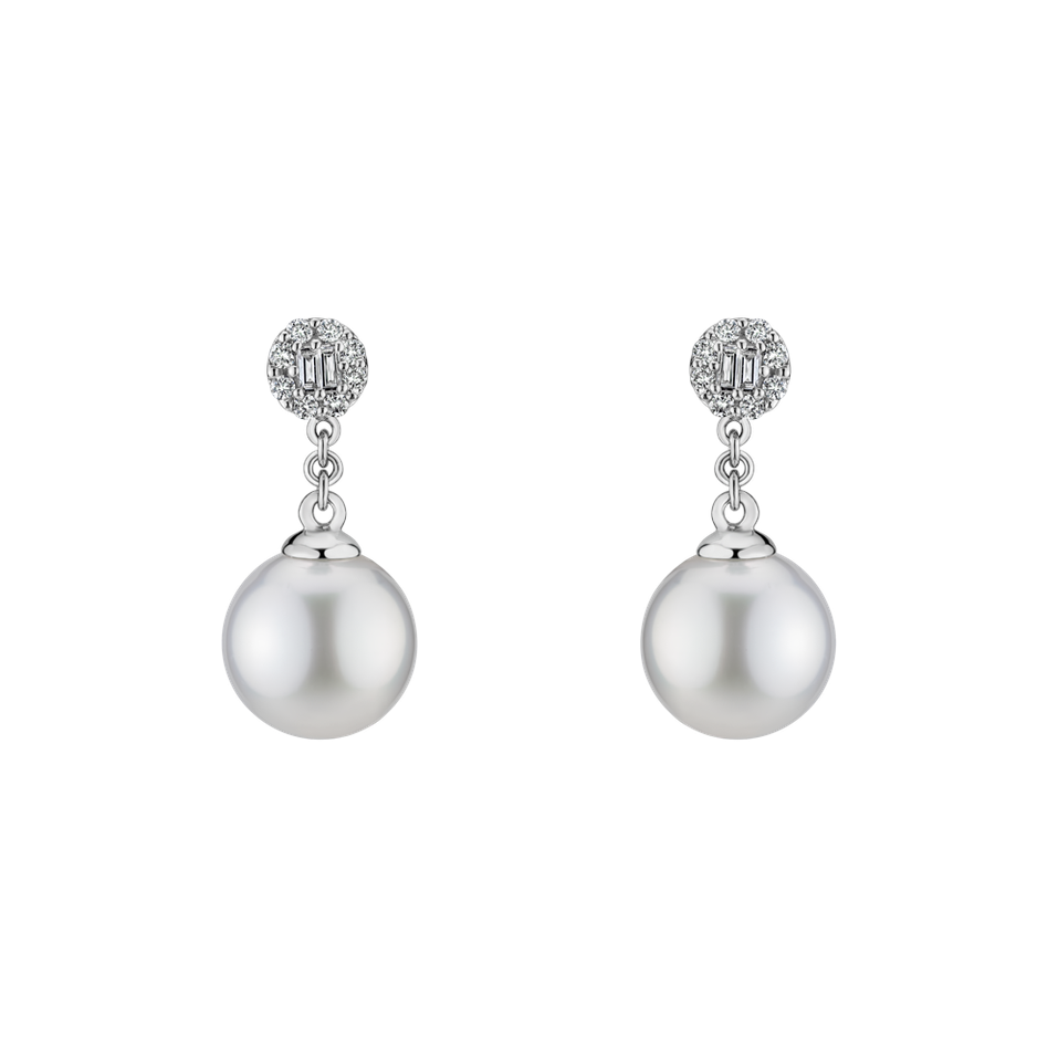 Diamond earrings with Pearl Crystal Sea