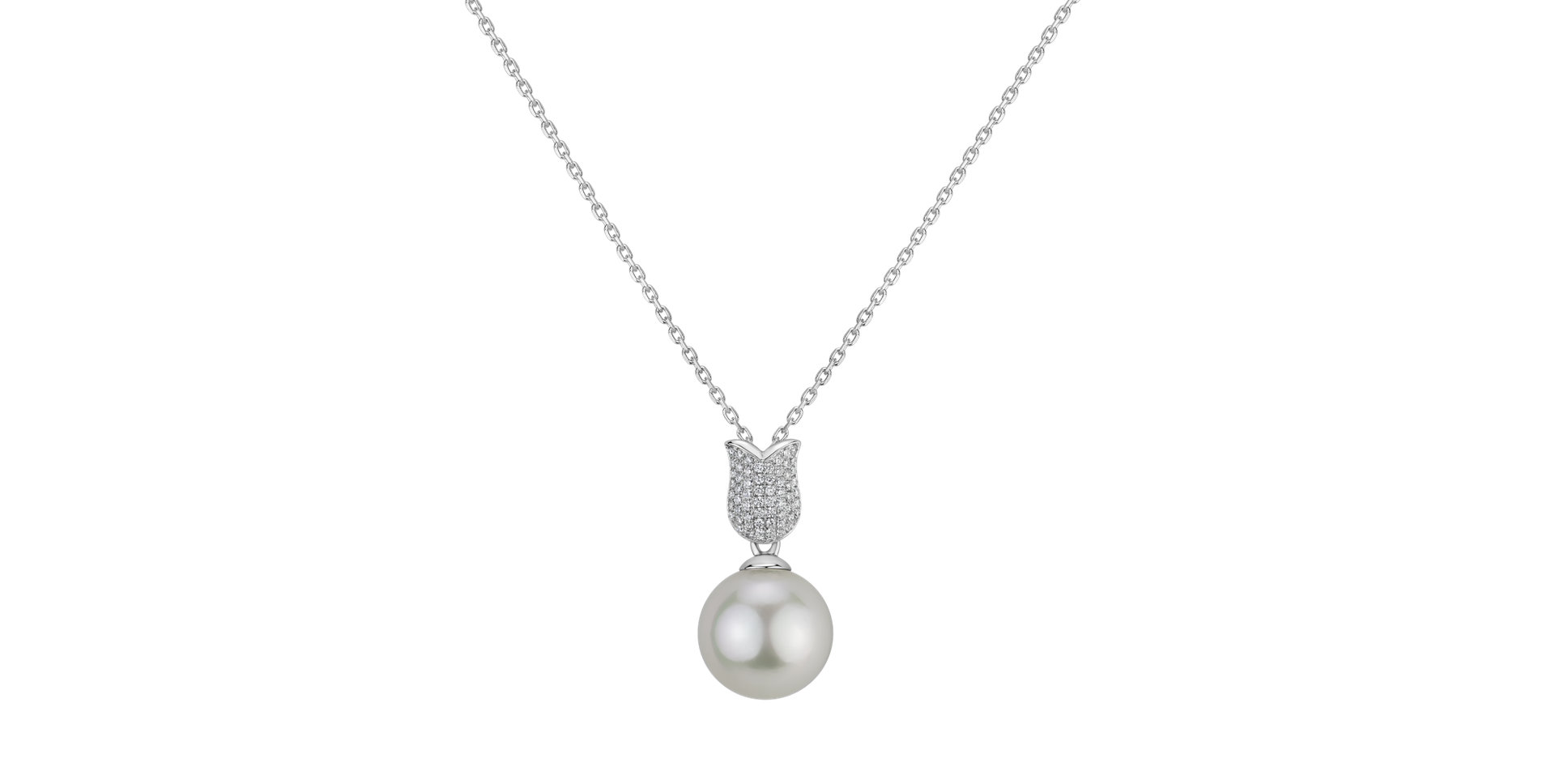 Diamond pendant with Pearl Luminous Sea