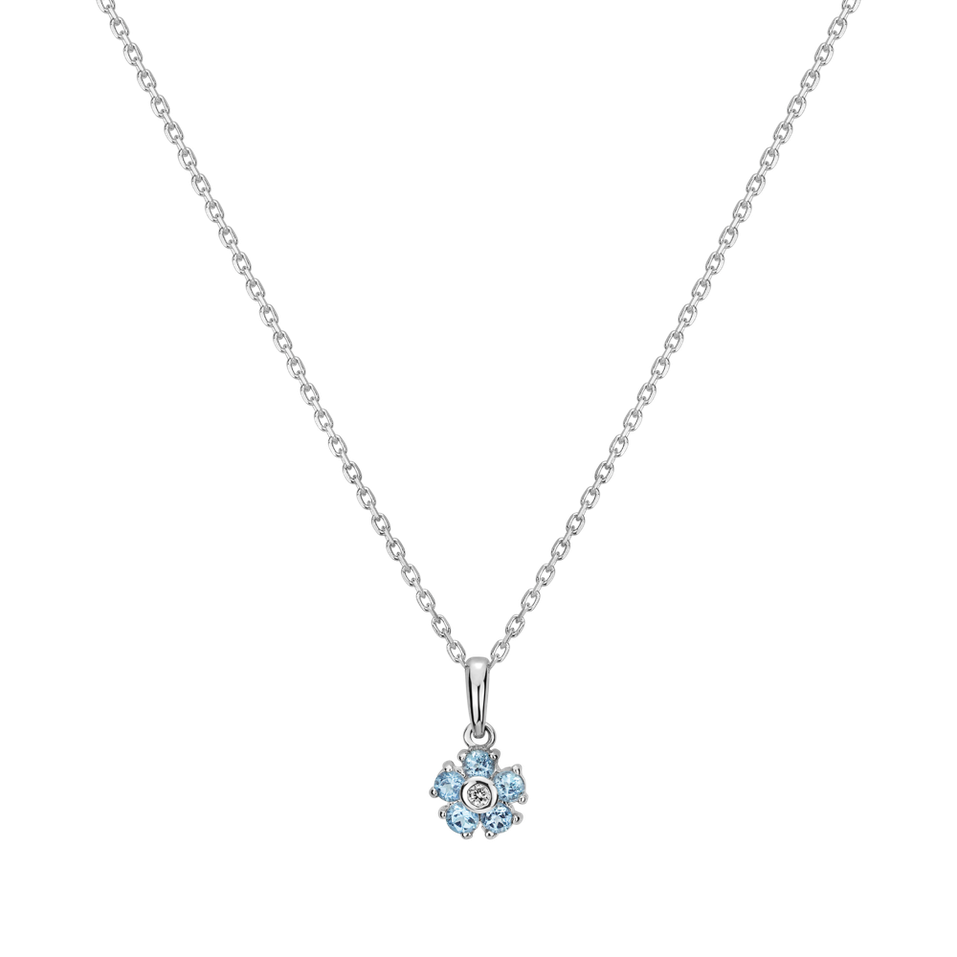 Diamond pendant with necklace and Topaz Memories Bloom