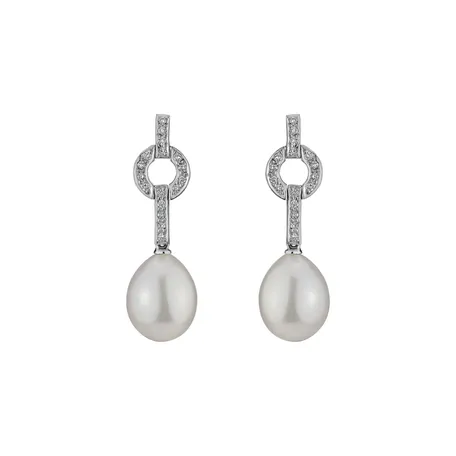 Diamond earrings with Pearl Underwater Mystery