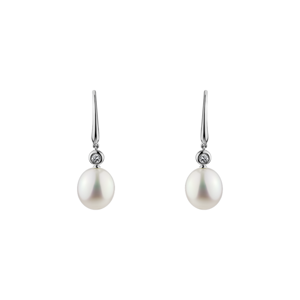 Diamond earrings with Pearl Ocean for Selena